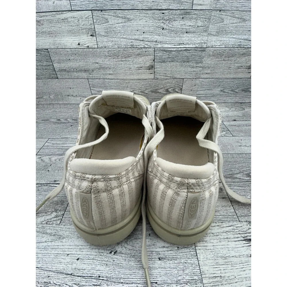 KEEN Women's Casual Striped Canvas Lace Up Sneakers Beige Tan Size 10‎